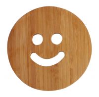 Set of 2 Lovely Smiling Face Bamboo Coasters Tablemat Round